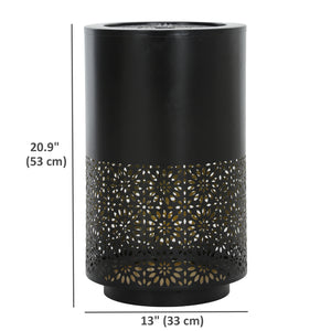 Fontaine cascade de jardin avec lumières LED, fontaine d'extérieur à débit réglable, noire
