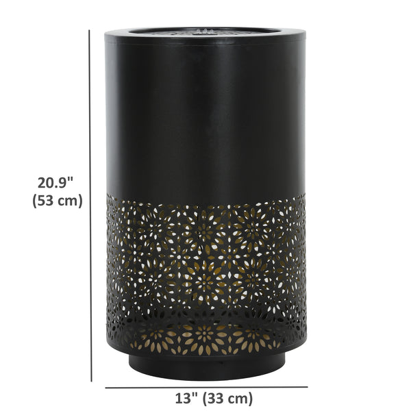 Fontaine cascade de jardin avec lumières LED, fontaine d'extérieur à débit réglable, noire