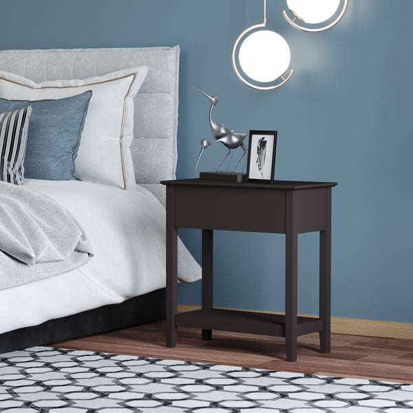 Table d'appoint avec plateau rabattable, café foncé