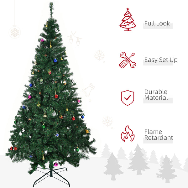Sapin de Noël artificiel vert de 7 pieds avec décorations
