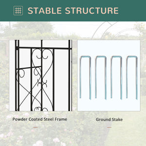 Arche de jardin en métal avec portillon, treillis pour plantes grimpantes, noire