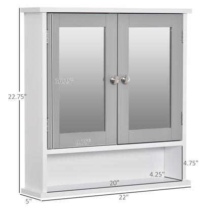 Armoire à pharmacie avec portes doubles, blanc et gris