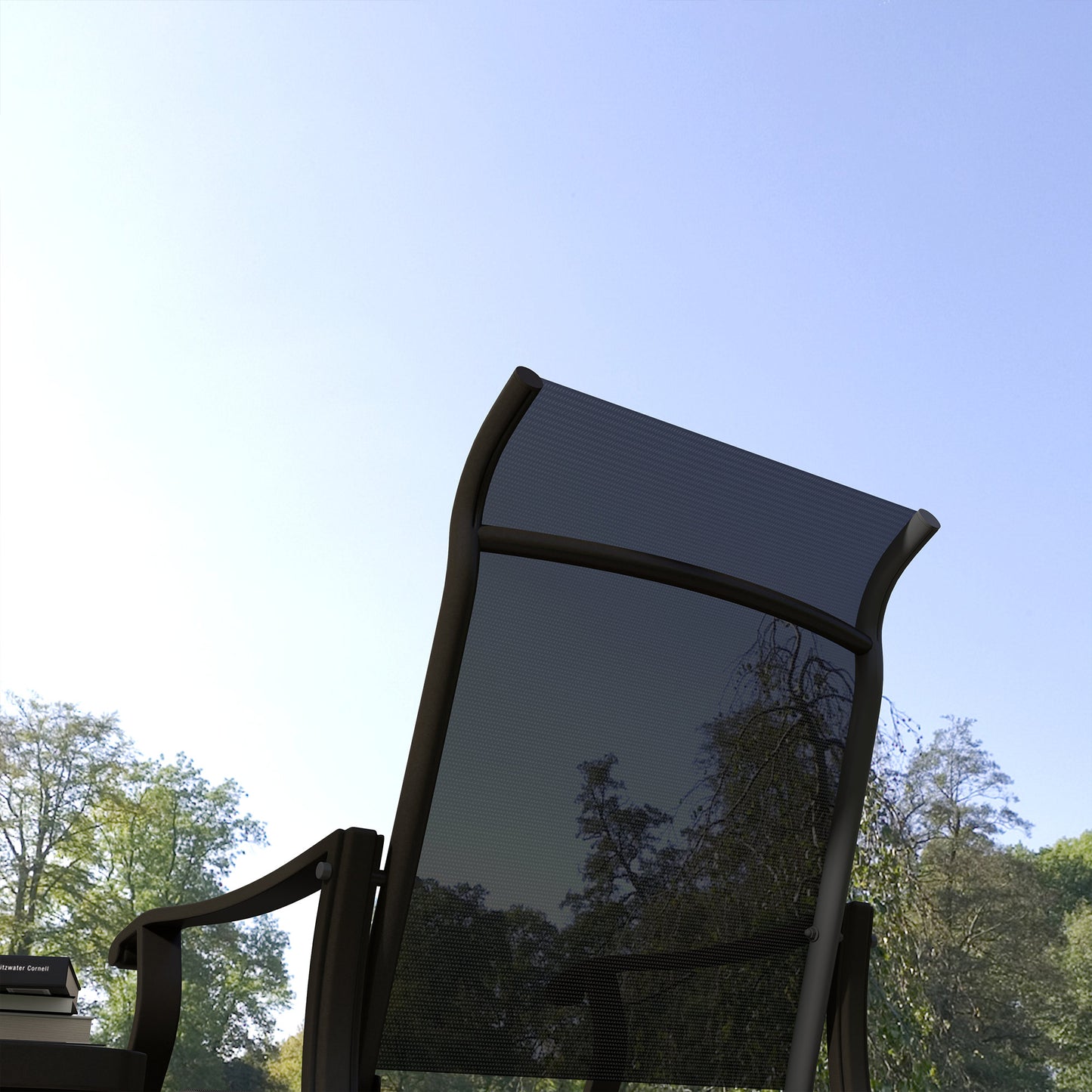 Outsunny 3PCs Gliding Rocking Chair &amp; Bistro Tea Table Set, Black |