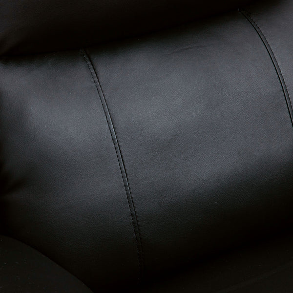 Fauteuil inclinable en cuir synthétique avec repose-pieds et 2 poches latérales, noir