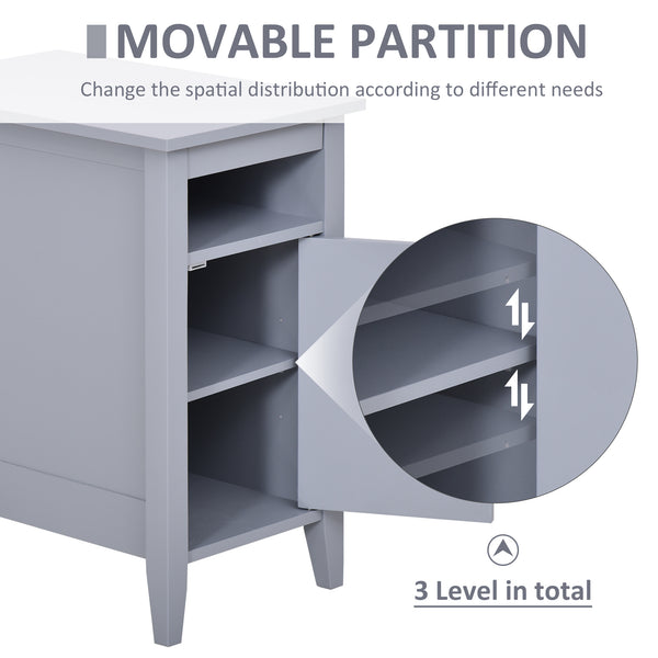 Table de chevet moderne en bois à 3 niveaux avec étagère coulissante, gris
