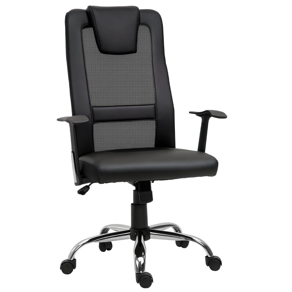 Chaise de bureau ergonomique en maille avec fonction inclinable et accoudoirs, noire