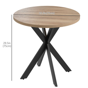 Table de salle à manger de 29 po ronde contemporaine avec pieds en acier, marron