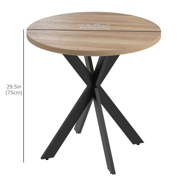 Table de salle à manger de 29 po ronde contemporaine avec pieds en acier, marron