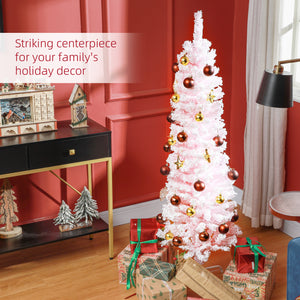Sapin de Noël rose givré de 4 pieds en forme de crayon
