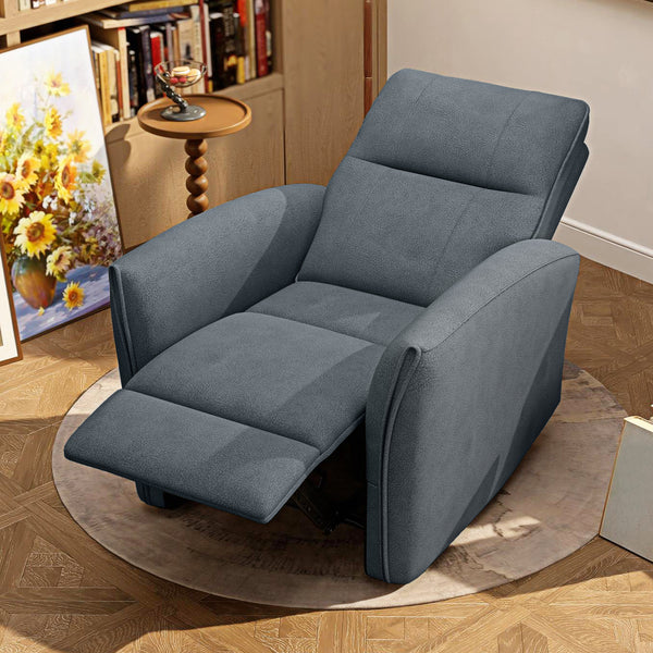 Fauteuil inclinable électrique, revêtement en tissu, ports USB, repose-pieds, gris anthracite