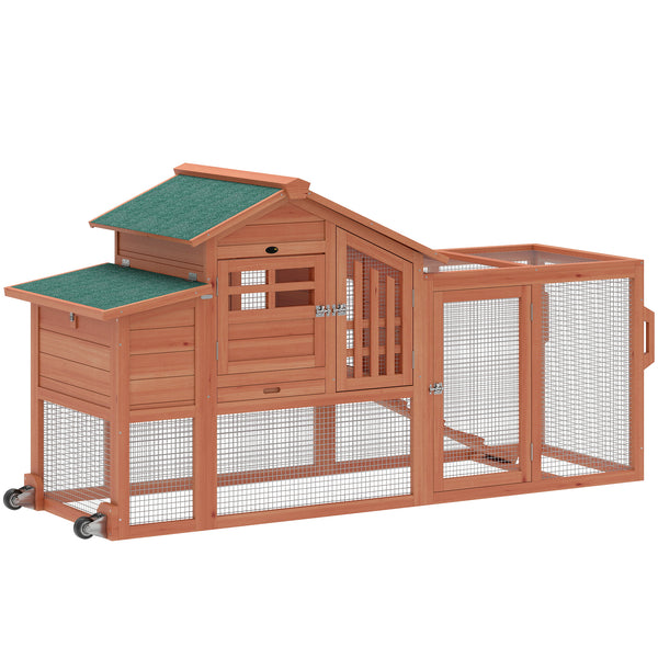 Poulailler mobile en bois avec enclos et plateau amovible pour 1 à 2 poules