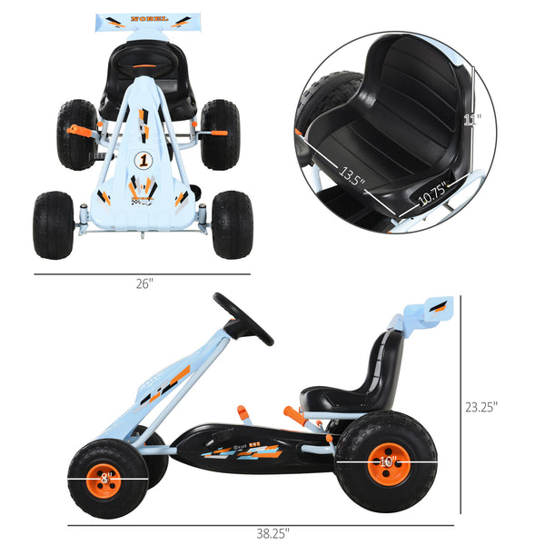 Kart à pédales pour enfants à 4 roues, style mignon avec siège réglable, frein à main et levier de vitesse, pour garçons et filles de 3 à 6 ans