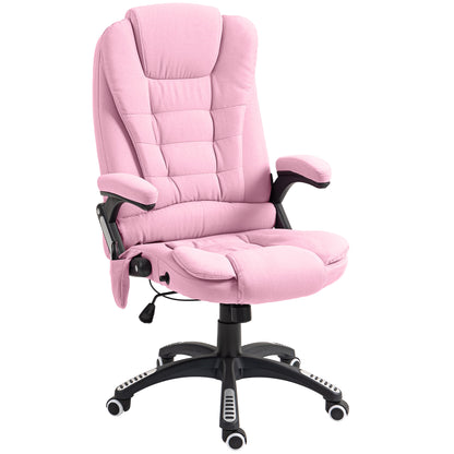 Office Chair with 6 Vibrating Massage Points, High Back, Reclining, Swivel Casters, Pink