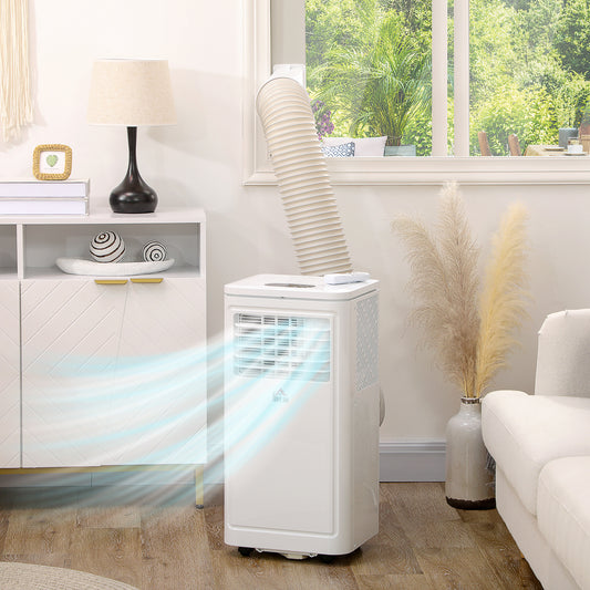 Appareil de climatisation portatif 8 000 BTU crème avec télécommande, idéal pour petits espaces