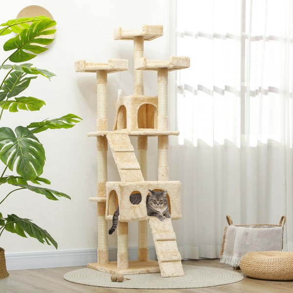 Arbre à chat à plusieurs niveaux de 173 cm, beige