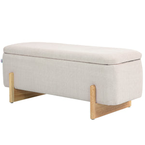 Banc ottoman avec rangement et assise rembourrée – Blanc crème