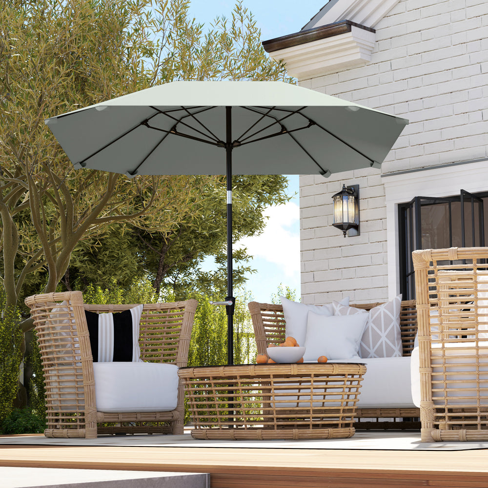 Parasol de 7,6 pieds avec manivelle et bouton d'inclinaison, gris clair