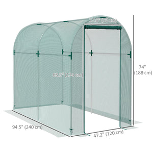 Plant protection tent with zippered door, green
