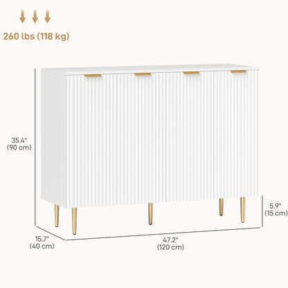 Meuble de rangement de cuisine moderne, buffet avec étagères réglables, blanc