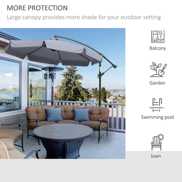 Parasol déporté de 9 pieds avec réglage facile de l'inclinaison, gris foncé