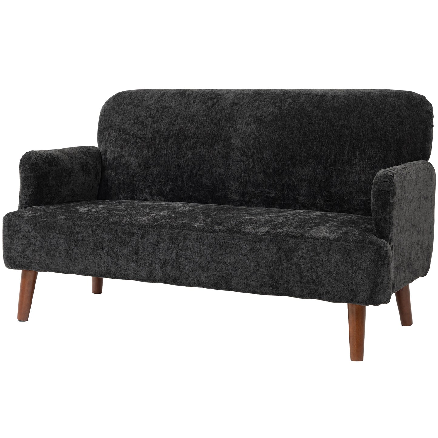 HOMCOM 2-seater sofa in velvet fabric, small loveseat sofa with 21 cm thick padding and wooden legs, black