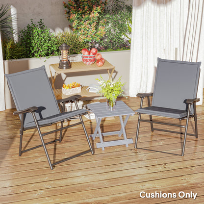 Lot de 2 coussins d'exterieur gris clair pour chaise de jardin, avec attaches, protection solaire UPF 50+
