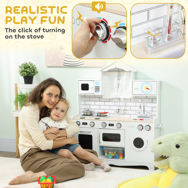 Cuisine pour enfants avec bouton sonore et horloge, blanche