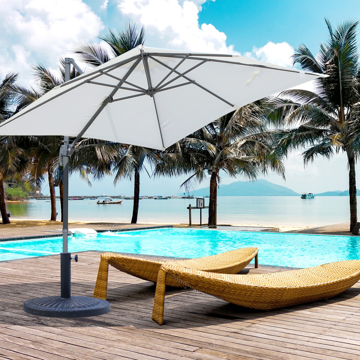 Support de parasol rond en résine décorative, 14 kg, bronze, 48 cm