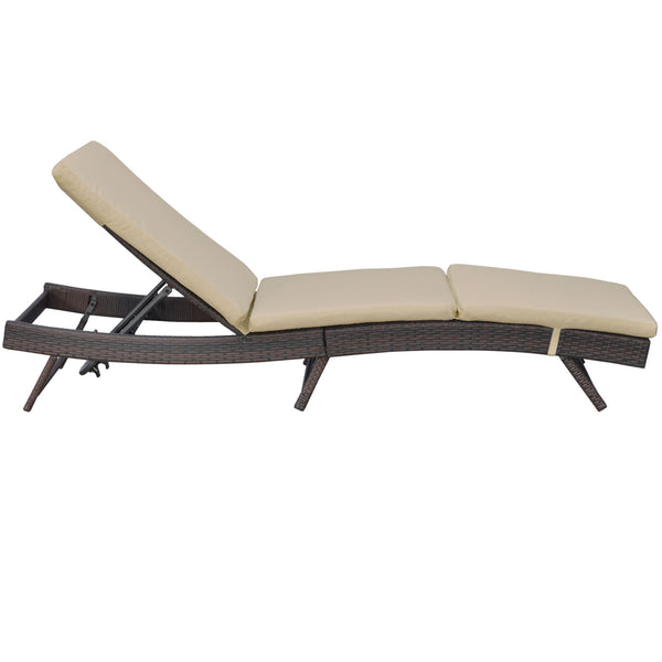 Chaise longue en osier inclinable avec dossier réglable sur 5 niveaux