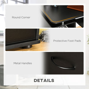 Bureau d'ordinateur avec plateau pour clavier et tiroirs, noir