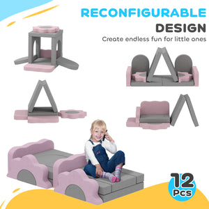 Jouets d'escalade 12 pièces avec piscine à balles (balles non-incluses), gris