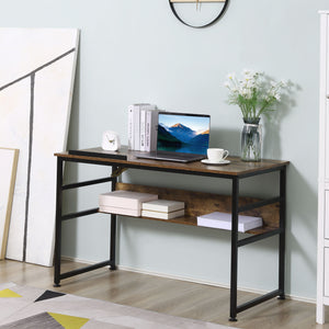 Table à dessin réglable avec plateau inclinable et étagère de rangement, brun rustique