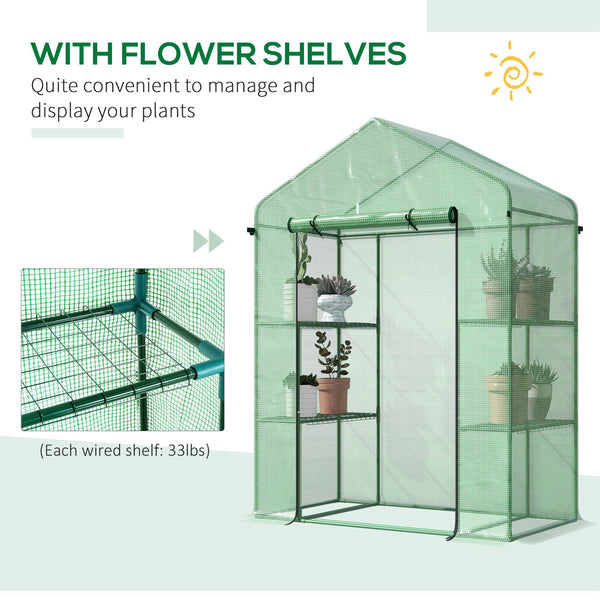 Miniature 3-tier greenhouse with 4 shelves