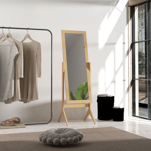 Miroir pleine longueur à angle réglable, chêne