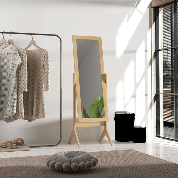 Miroir pleine longueur à angle réglable, chêne