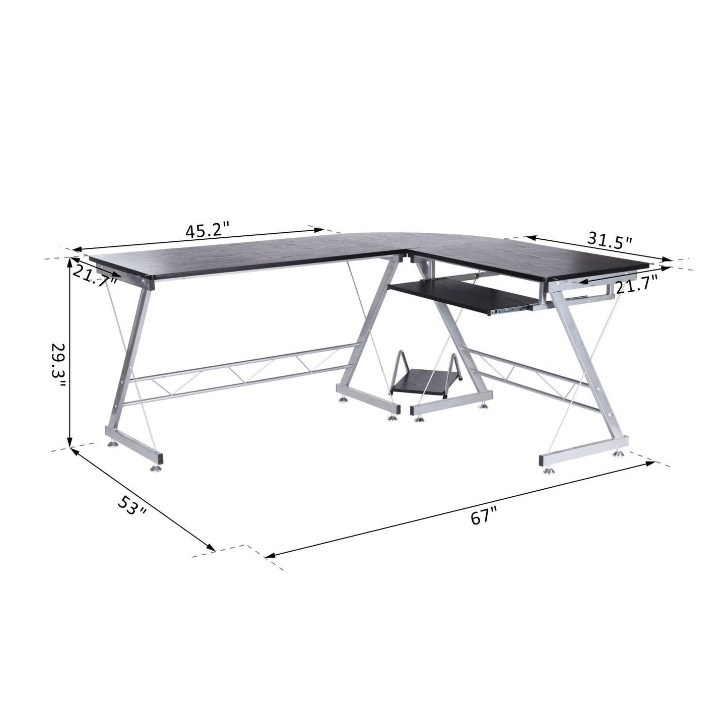 L-shaped computer desk, home office furniture