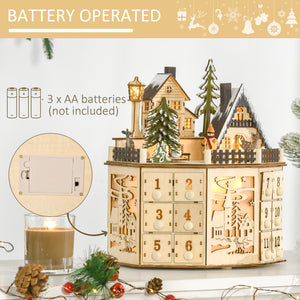 Calendrier de l'Avent de Noël en bois naturel de 24 jours