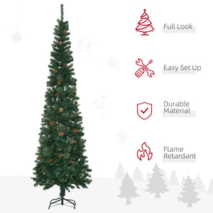 Sapin de Noël artificiel 7,5 pieds avec pommes de pin