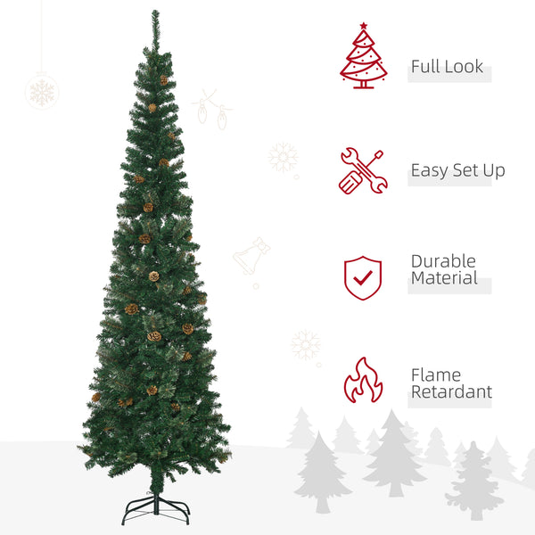 Sapin de Noël artificiel 7,5 pieds avec pommes de pin