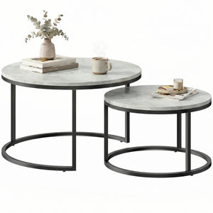 Ensemble de 2 tables basses gigognes avec plateaux effet marbre – Marbre gris