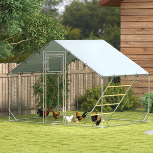 Enclos à poules en métal grand format avec housse imperméable et résistante aux UV
