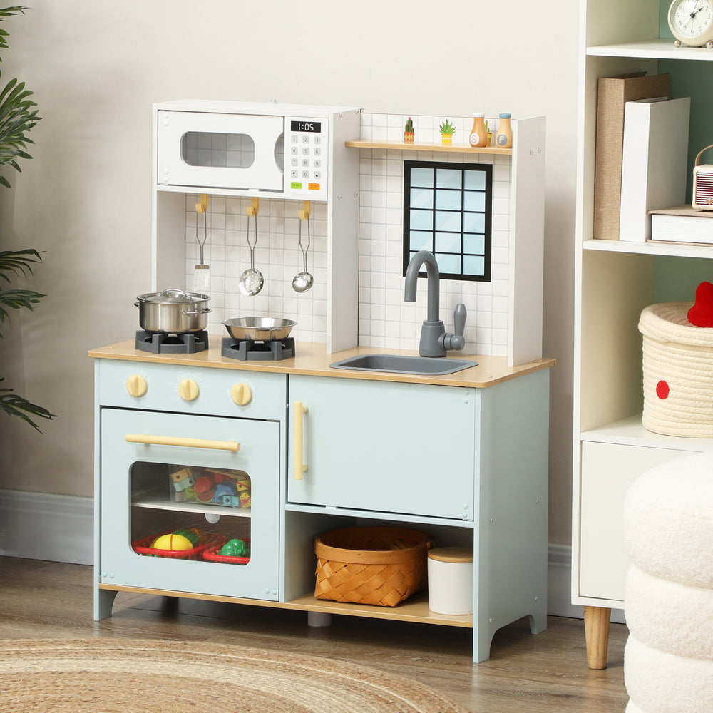 Cuisine de jeu pour enfants avec accessoires de cuisine bleu
