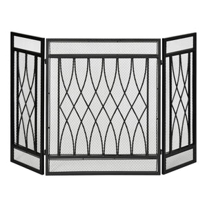 Pare-étincelles décoratif à 3 panneaux en métal noir