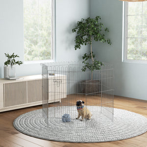 36inch 8-Panel Dog Playpen Octagon Pet Exercise Playpen Crate Foldable Dog Cage Pen Puppy Kennel, Black