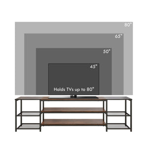 Meuble TV pour téléviseurs jusqu'à 80 pouces avec étagère de rangement et cadre en acier