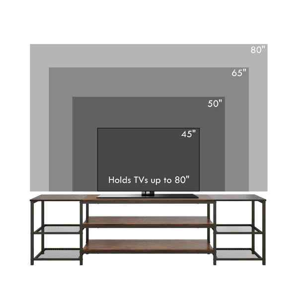 Meuble TV pour téléviseurs jusqu'à 80 pouces avec étagère de rangement et cadre en acier