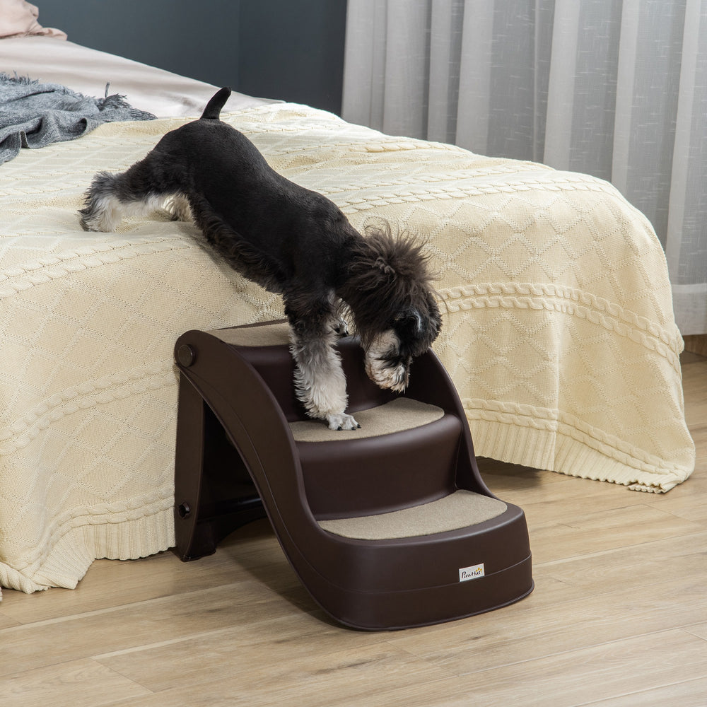 Escalier pliable portable pour petits chiens et chats, marron