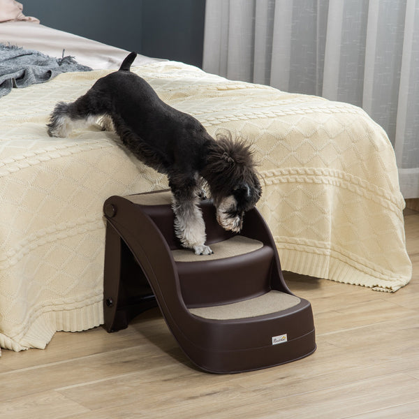 Escalier pliable portable pour petits chiens et chats, marron