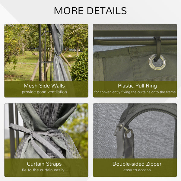 Outsunny 10'x10' Steel Outdoor Patio Gazebo Canopy Gray with Mesh Curtains Shelves |