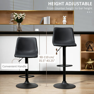 Set of 2 vintage grey retro leather bar stools